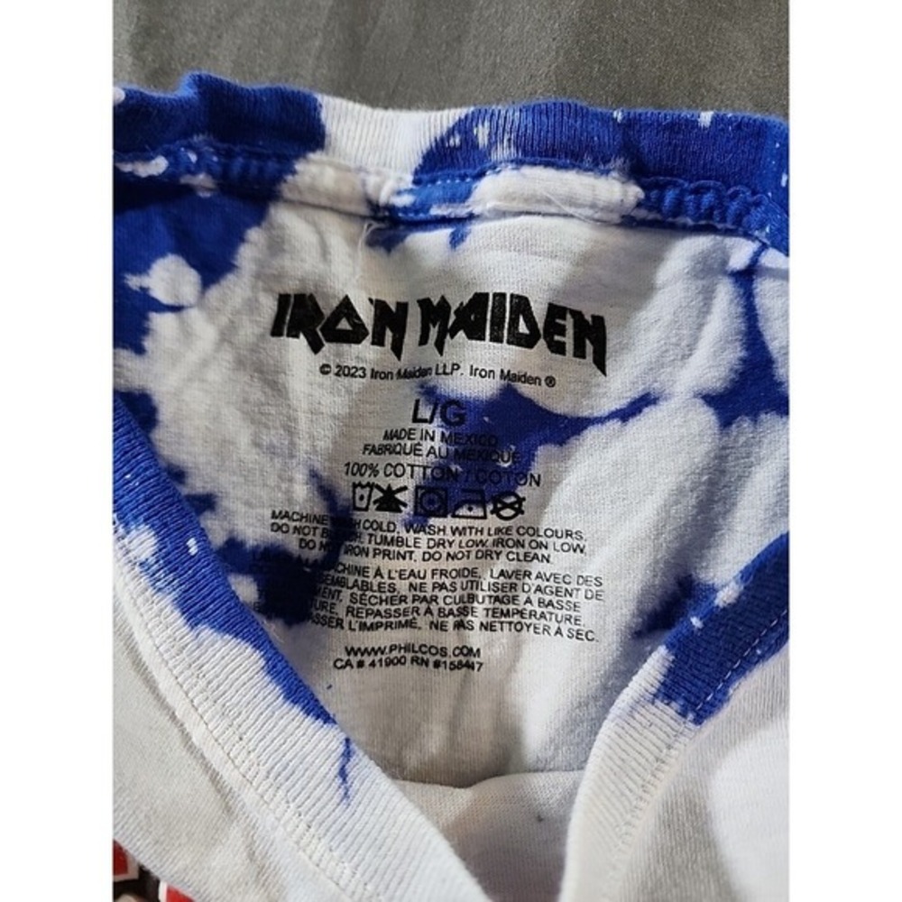 New Iron Maiden Unisex T Shirt Small Graphic Blue Tie Dye Rock Music Sz Lg - Picture 3 of 6